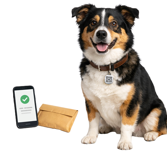 Собака с QR-адресником